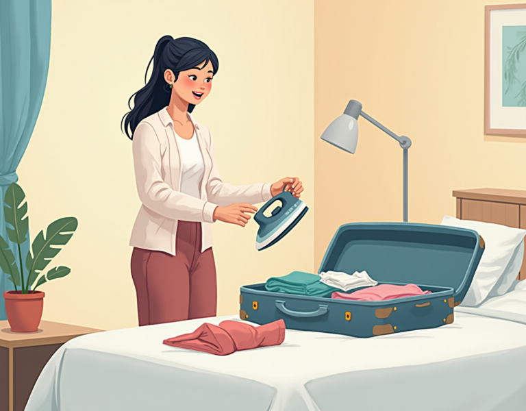 여행갈 때, 깔끔한 옷만들기의 지름길 – 휴대용 다리미